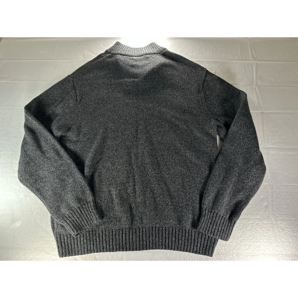 Chaps Ralph‎ Lauren Sweater Adult Small Gray Cotton Elbow Patch Mock Neck Mens